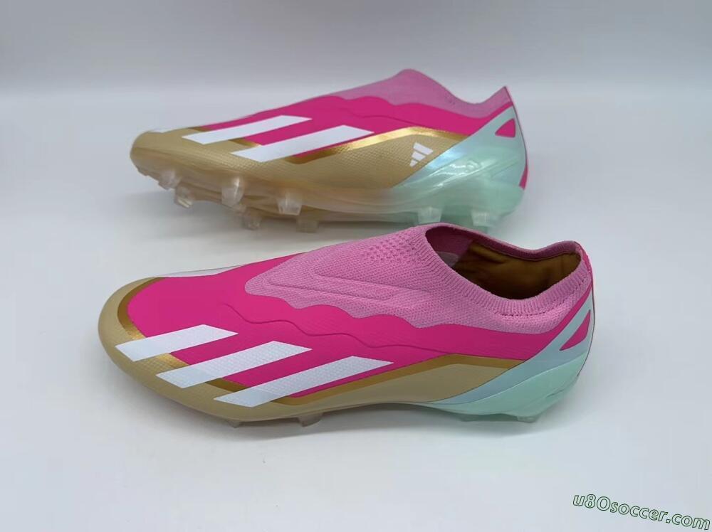 FG Firm Ground Soccer Cleats in Pink, White, Gold, Jade